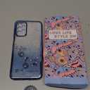 Coralogo (3in1 for Samsung Galaxy A23 5G Phone Case Glitter Sparkly for Women Girls Sparkle Girly Bling Shiny Cover Cute Flowers Floral Design with Ring Pretty Blue Cases for Galaxy A23 5G/4G 6.6''