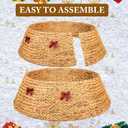 Rattan Christmas Tree Collar - 42in Rustic Farmhouse Style, Hand-Woven Natural Fiber Base with Bow, Large Tree Skirt for Holiday Decor, Fits 6-8ft Trees & Conceals Stand