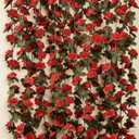 Valentine's Day 5PCS Red Rose Garland Artificial Flowers, 16 Heads Rose Garland for Wall Decor, Home Decor, Wedding, Party Backdrop, Romantic Bedroom, Spring Mantle Decoration