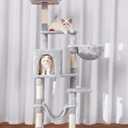 Hey-brother Cat Tree with Large Hammock, Multi-Level Cat Tower for Indoor Cats, Cat Condo with Sisal-Covered Scratching Posts and Top Perch, Light Gray MPJ050W