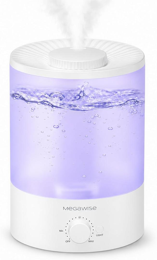 MegaWise Ultrasonic Cool Mist Humidifier SK7620 - 1.5L Capacity, Whisper-Quiet Operation, Adjustable Mist Output, Auto Shut-Off - Ideal for Home, Office, Baby Room, and Bedroom