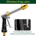 Upgrade Water Hose Nozzle Long Rod Garden Hose Nozzle Heavy Duty Metal Brass Sprayer 360 Rotaing Spray Gun for Car Wash, Plants and Lawn,Patio Gardening, Pets Shower Hose Nozzle + Quick Connector