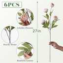 VIERENA 6 Pcs Faux Silk Peony Artificial Flowers for Vase -27", Bulk Fake Peonies Branches with Stems for DIY Bouquet Centerpieces Wedding Fillers Arrangements Shower Decorations (Beige)