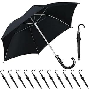 Hillban 12 Pcs Umbrella DIY Second Line Umbrella Parasol for Wedding Bridal Masquerade Party Accessories (Black Gold,Full 32 Inch Arc) 