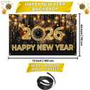 Katchon, Xtralarge Happy New Year Banner - 72x44 Inch | Happy New Year 2026 Banner for New Years Decorations 2026 | NYE Backdrop for New Years Eve Party Supplies 2026 | NYE Decorations 2026
