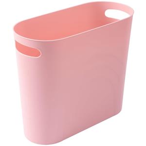 rejomiik Small Trash Can, 3.5 Gallon Slim Garbage Can Plastic Waste Basket with Handles Container Bin for Narrow Spaces Bathroom, Bedroom, Kitchen, Office at Home, Rosette Pink (1 pack)