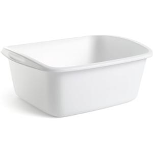 Tribello Plastic Wash Tub Dishpan Basin and Foot Bath for Soaking Feet, Laundry Hand Wash Bucket, Dish Pans for Washing and Storage Cleaning Supplies - 12 Quarts - Heavy Duty, White 