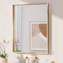 Keonjinn Gold Bathroom Vanity Mirror 28 x 36 Rectangular Wall Mirror Brushed Metal Frame Rectangle Bathroom Mirror for Over Sink Modern Farmhouse Square Corner Framed Mirror(Horizontal/Vertical) (36"L x 28"W, Brushed Gold)