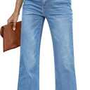 GRAPENT Womens Flare Jeans High Waisted Wide Leg Baggy Jean for Women Stretch Denim Pants (Medium, Indigo Medium Blue)