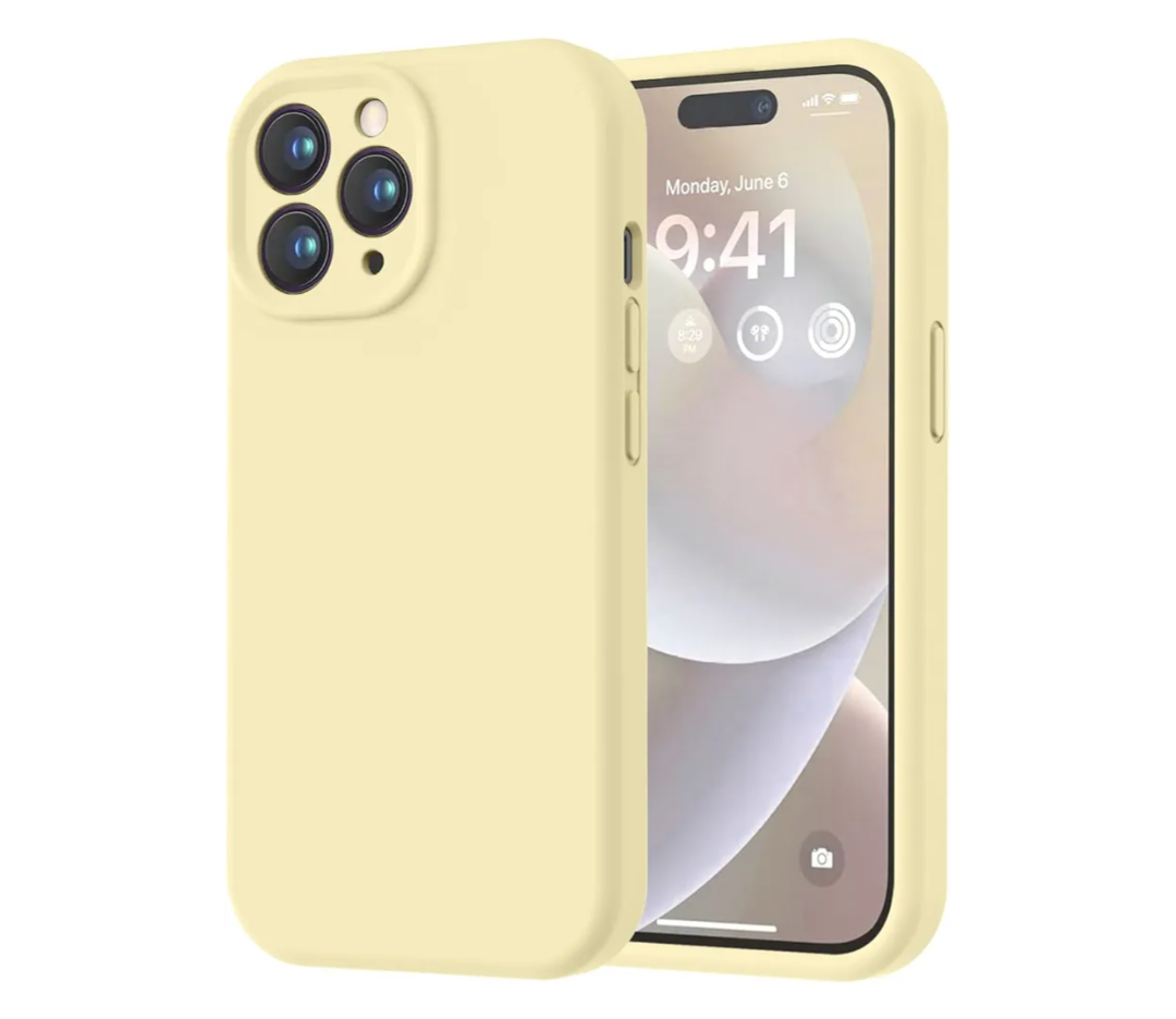 LOVE 3000 Designed for iPhone 14 Pro Max Case, Premium Silicone with [Soft Anti-Scratch Microfiber Lining] Shockproof Protective Phone Case for Men Women Girls 6.7", Creamy Yellow