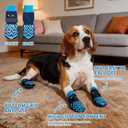 2 x Non-Slip Dog Socks & Owner Sock Set- Extra-Grip, Paw Protection for Senior & Active Dogs(Blue,2XL)