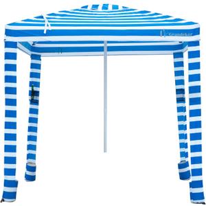 Grandekor Upgraded 6'6' Pop Up Beach Canopy Tent for Family & Kids UPF 50+ Sun Shelter for Pool Camping with Sand Anchor Sidewall Bold Dark Blue-Sun Shade