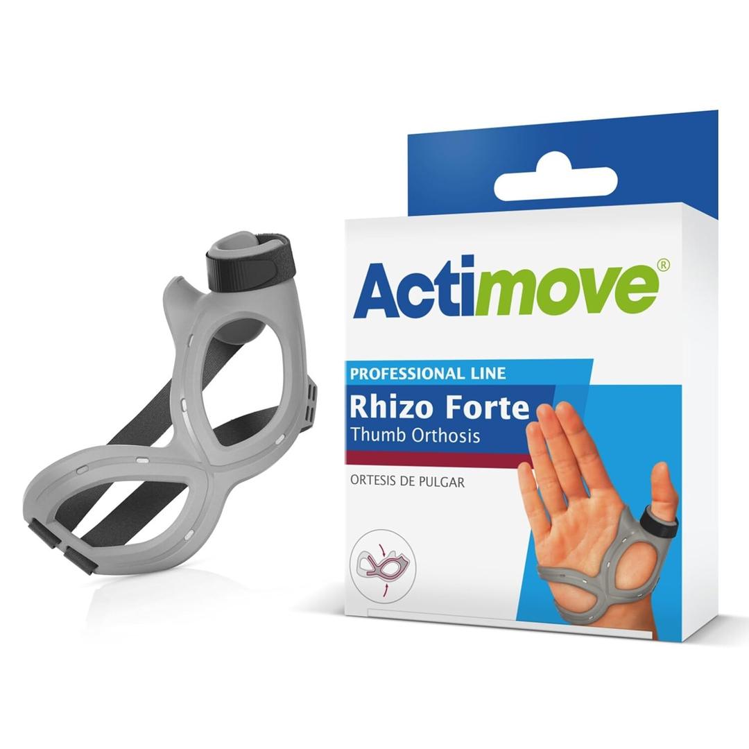 Actimove Professional Line Rhizo Forte Thumb Orthosis Thumb Brace for Osteoarthritis, Skiers Thumb, Rheumatoid Arthritis, Sprains  Patented Design  Right Hand  Gray, Small (Grey)