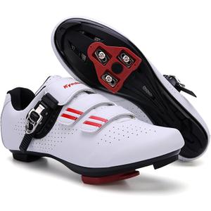 Mens Womens Cycling Shoes Compatible with Pelaton Bike Shoes Road Bike Shoes Riding Bicycle Pre-Installed with Delta Cleats Clip Indoor Outdoor Pedal (9.5 Women/7.5 Men, White)