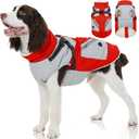 FUAMEY Dog Winter Jackets for XLarge Dogs,Dog Coat with Harness Built in,Waterproof Dogs Snowsuits Warm Pet Jacket Zip Up Fleece Cold Weather Coats Reflective Puppy Vest with Pocket Red XL