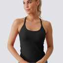 MathCat Workout Tank Tops for Women with Built in Bra, Sleeveless Gym Tops Seamless Racerback Athletic Yoga Shirts (Black, S)
