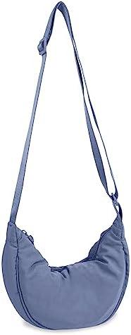 Nylon Crescent Crossbody Bag for Women Purses Trendy Men,Small Travel Sling Bag Hobo