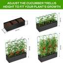 Cucumber Trellis with Grow Bag,63.8"×49.6"×16.5" Trellis for Climbing Plants Outdoor,U-Shape Reusable Metal Garden Arch Trellis with Net, for Fruit Flower Support for Pea, Grape Vine Type Plants