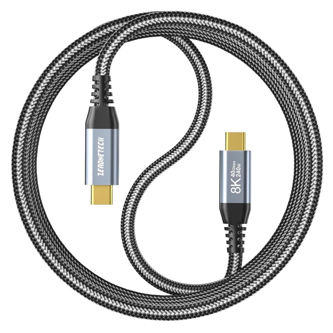 USB C Monitor Cable 3.3FT [8K@60Hz/Dual 4K@60Hz] Video Output, 40Gbps High Speed Data Transfer, USB 3.2 Gen 2 Display Video Cable 240W Charging for MacBook,iPad,SSD,Lenovo,KYY,ARZOPA,Portable Monitor (Black)