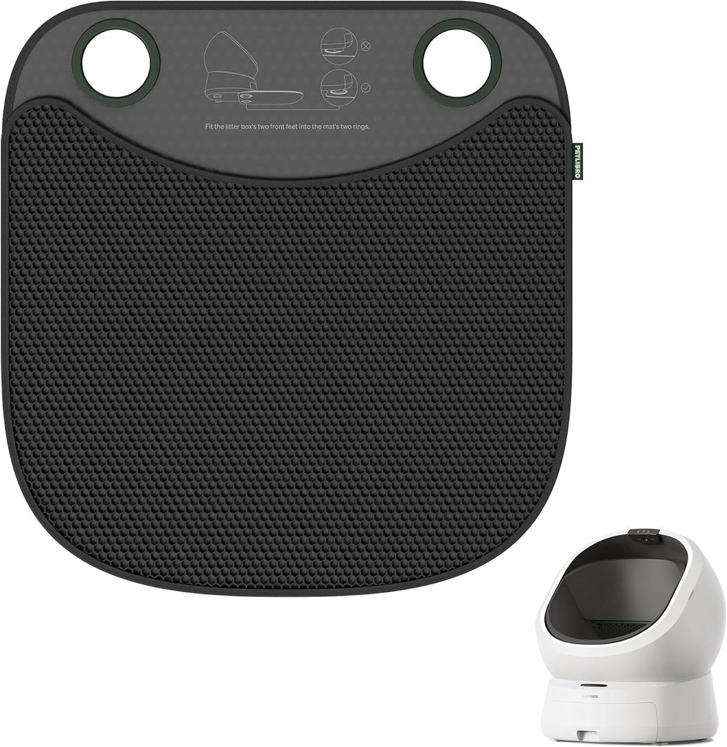 PETLIBRO Cat Litter Mat, 25.6'' x 26.7'' Large Litter Mat, Leak-Proof & Anti-Slip, Durable Litter Trapping Mat, Easy to Clean (Black)