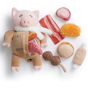Nocciola Stuffed Pig Dog Toys: Hide and Seek Funny Squeaky Crinkle Plush Dog Chew Toys for Small Medium Breed, Cognitive Training Pet Enrichment Gifts Supplies