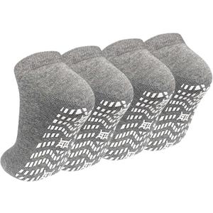 ZAKASA Non-Slip Grip Socks for Men: Non Skid Grippy Socks Anti Slip Gripper for Elderly Hospital Yoga Pilates (13-15, Grey-4 Pack)