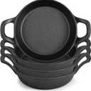 Mini Cast Iron Skillets 6.3 x 6.3 x 1.5 Inch Cast Iron Pan Small Ramekin Set Black Casserole Dish Cookware Oven Safe Mini Skillets for Kitchen Indoor Outdoor Picnic (4 Pack)