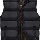 XinYangNi Men's Winter Warm Outdoor Padded Puffer Vest Thick Fleece Lined Sleeveless Jacket (Black, XXL)