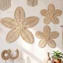 Wesiti 3 Pcs Rattan Flower Wall Decor Boho Daisy Nursery Decoration Woven Rattan Flower Wall Art for Home Nursery Bedroom Farmhouse Decorations Housewarming Gifts