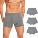 Washable Incontinence Underwear for Men - Cotton Urinary Leakproof Boxer Briefs with Fly, Enhanced Front & Rear Protection 120 ml Absorbency (3 Pack, M, Gray)