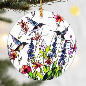 Christmas Ornaments, Dodosky 2.8in Ceramic Hummingbirds Xmas Decor, Christmas Tree Ornaments, Xmas Decorations for Tree, Holiday Ornament, Gift Ideas, Hummingbird Gifts, Gifts for Women, Bird Lovers