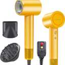 Dries Hair Quickly 500 Million Ion Hair Dryer, Low Noise 110,000 RPM Professional High Speed Fast Drying Lightweight 1627W Blow Dryer,Gifts for Women for Home and Travel, Dark Yellow