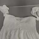 Wenrine Womens Spaghetti Strap Mini Dress Summer Backless Self Tie Ruffle Beach Sundress (Medium, White)