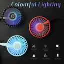 VAGAU Portable Cooling Neck Fan, Rechargeable USB Personal Neck Fans with Colorful LED lights, 360 Rotation, Wearable Neck Fan Air Conditioner for Office Travel Sport, 3 Adjustable SpeedsBlack, Medium