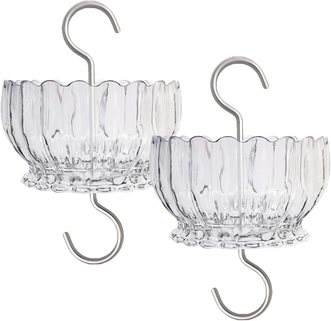 Extra Large Ant Moat for Hummingbird Feeder - Pack of 2PC x 9 OZ Capacity Insect Guard Daisy (Clear)
