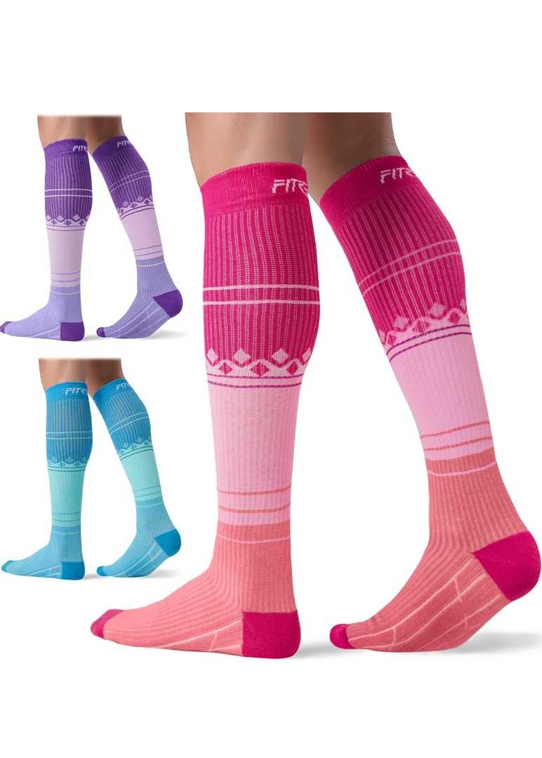 FITRELL 3 Pairs Compression Socks for Women and Men 20-30mmHg-Circulation Support Socks, Size S/M