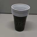 50 Pack 75th Birthday Decorations Birthday Cups 16 oz Disposable Plastic Gold and Black Cheers to 75 Years Cups for Men Women Hot Cold Drinks for Wedding Anniversary Supplies(Black)