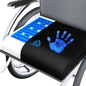 Ergonomic Cooling Gel Wheelchair Cushion, Memory Foam Seat Cushion for Sciatica, Coccyx, Back Pain & Pressure Sore Relief, Anti-Bedsore Design with Ventilation, Detachable Strap, Washable Cover