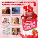 Potassium Magnesium Gummies,High Absorption Magnesium Glycinate,D3 & B6,Potassium Citrate - for Muscle Support, Leg Cramps & Electrolyte Balance - Vegan, Non-GMO, Strawberry Flavor, 60 Count EXP: 05/28/2028