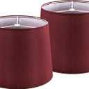 GOSO Drum Burgundy Lamp Shades Set of 2 Medium Charming Retro Red,111310 Inches Spider Art Deco Lampshades for Table Lamps,Floor Lamp Replace Decora Bedroom,Dining Room,Living Room,Simple Assembly (Burgundy Natural Faux Silk)