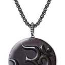 COAI OM Black Obsidian Stone Prayer Pendant Necklace for Men Women 32"