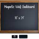 Better Office Products Magnetic Wall Chalkboard, Large Size 18" x 24", Rustic Wood Frame, Chalkboard Sign, Vertical or Horizontal Wall Mount, Includes Chalk and Eraser, Rustic Brown