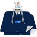 Splat Mat 2 Pack for Under High Chair & Arts & Crafts & Eating Mess, Waterproof 42''46'' Baby Playtime Anti-Slip High Chair Mat for Floor or Table, Reusable & Portable Splash Mat for Under High Chair (Navy Blue)