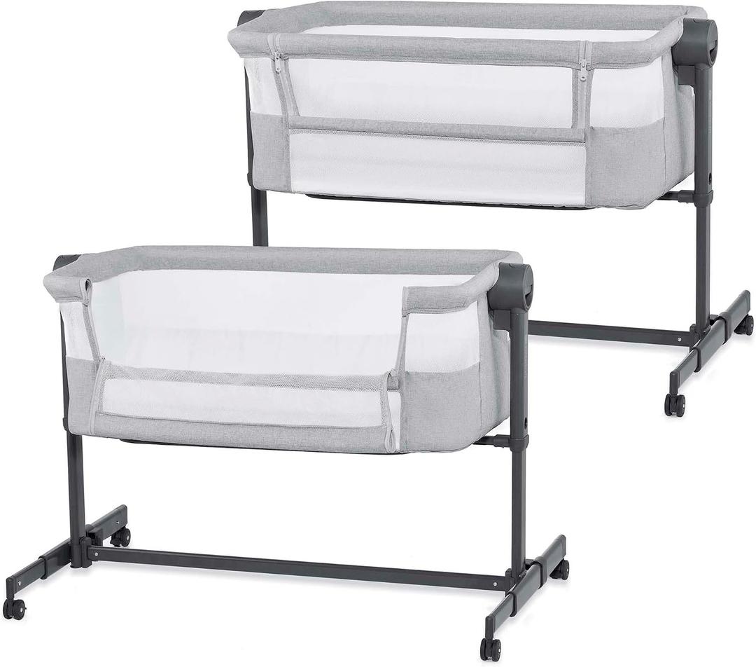 Kinderkraft Nestee UP2 Bedside Crib 2 in 1, Light Gray