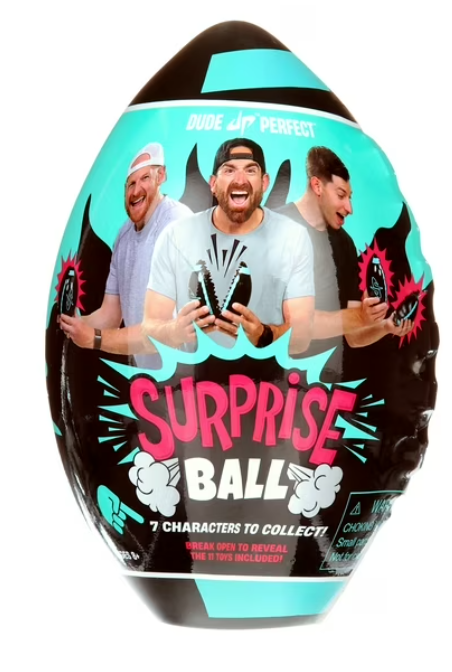 2pcs Dude Perfect Surprise Ball for Kids with 5 Toys + Sticker Pack, Unwrap Hidden Prizes and a Mystery Character, Collect All 7 Characters, Game for All Ages