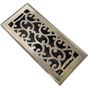 4x10 Inches Air Floor Vents Register Ease Adjust Air Flow Savannah Design-Heavy Duty Walkable Steel Decorative Floor Vent for Room - Antique Brass Floor Vent Covers