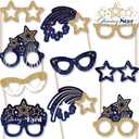 Big Dot of Happiness Starry Skies Glasses - Photo Booth Props & Decor, Gold Celestial Party Supply Kit, Durable Card Stock & Elegant Design - 10 Count