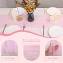 4pcs Pearl Table Runner Spring Summer Rustic Boho 10ft Tulle Table Runner for Baby Shower Wedding Veil Holiday Dessert Table Decor Pink
