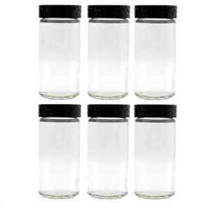 Tianifa 5pcs Black Spice Jars, 3 oz Glass Seasoning Bottles, Spices Container, Empty Spice Jars,Round Spice Bottles with Airtight Plastic Caps with Shaker Lids