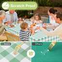 Smiry Rectangle Table Cloth, Waterproof Vinyl Tablecloth with Flannel Backing, Wipeable Buffalo Plaid Table Cover for Indoor and Outdoor (Sage Green & White, 52"x70")